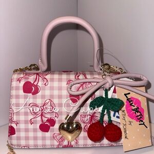 Luv Betsey by Betsey Johnson Handbag Purse Crossbody Cherries Pink Gingham & Bow